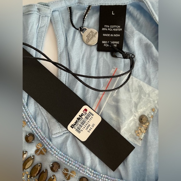 NWT BKE Light Blue Embellished Lace Sleeveless Top - Picture 6 of 7